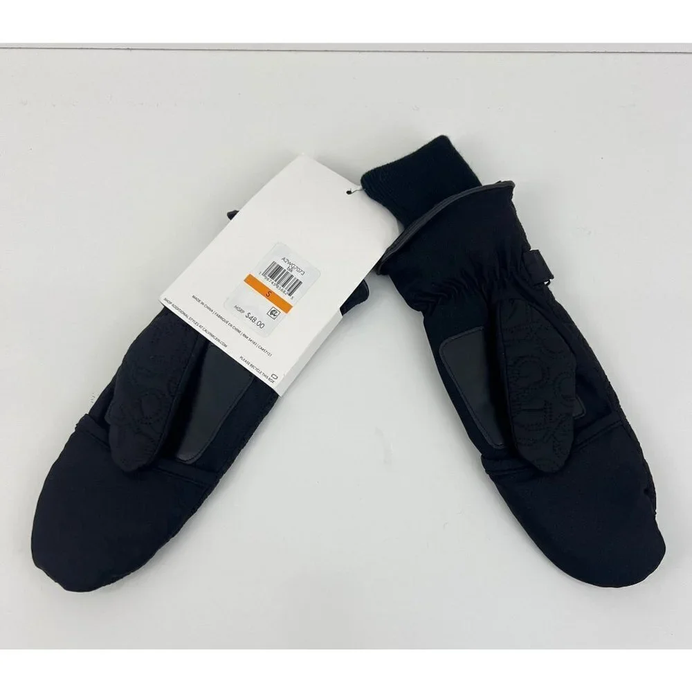 Calvin Klein CK Women's Mittens Black Quilted Logo‎ Size Small